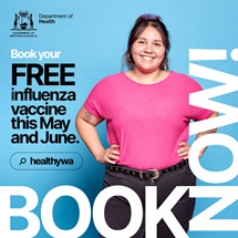 Banner: Book your free influenza vaccine the May and June. Book now!
