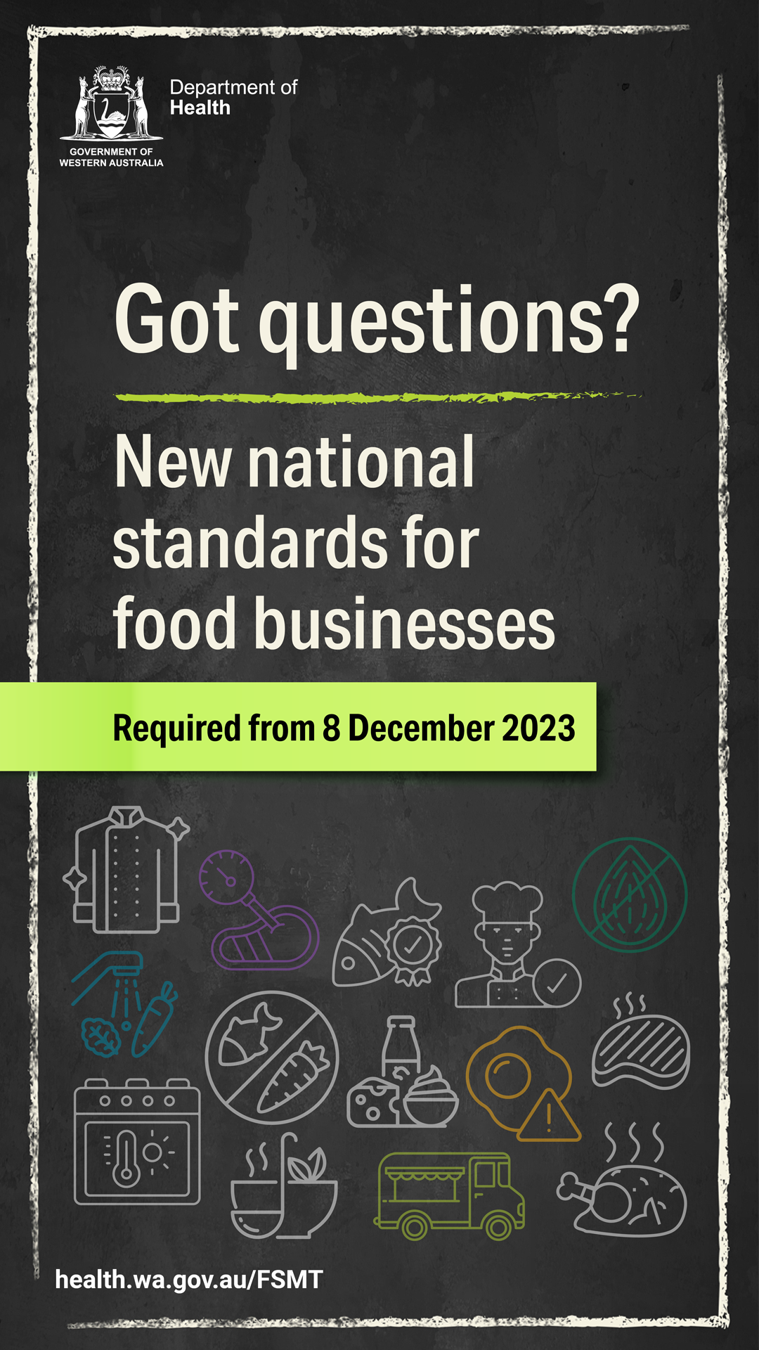 Got questions? New national standards for food businesses 1080x1920 social media story tile