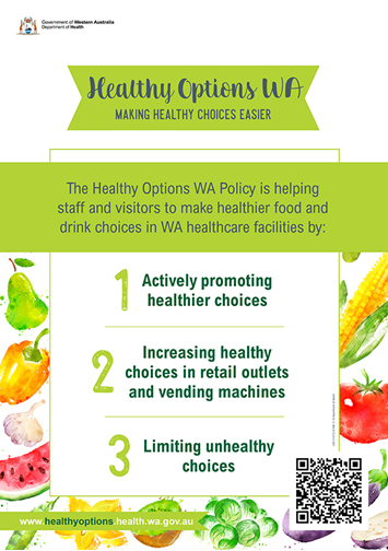 Poster: Healthy Options WA - The Healthy Options WA Policy is helping staff and visitors to make healthier food and drink choices in WA healthcare facilities