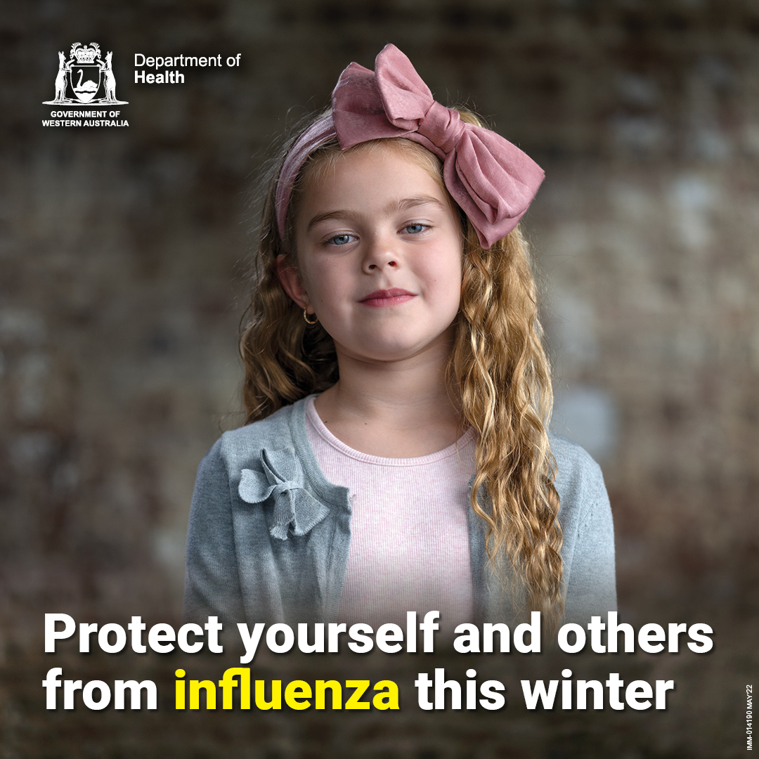 Image: Young girl Text: Protect yourself and others from influenza this winter
