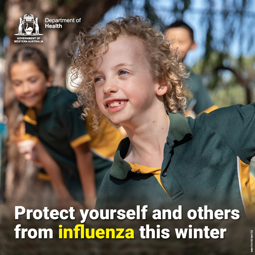 Image: School boy Text: Protect yourself and others from influenza this winter