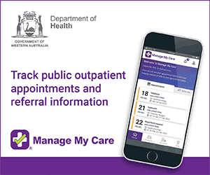 Manage My Care website banner (300 x 250): Track public outpatient appointments and referral information