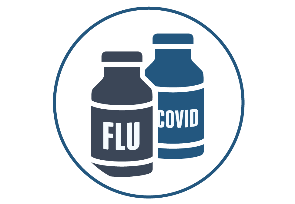 influenza and COVID-19 vaccine viles icon 