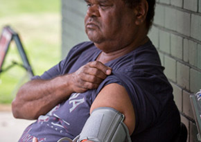 Aboriginal man getting his blood pressure checked