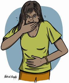 Illustration of Aboriginal man feeling sick