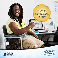 Tradie giving a thumbs up after getting the flu vaccine