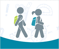 Graphic of two children walking and wearing backpacks